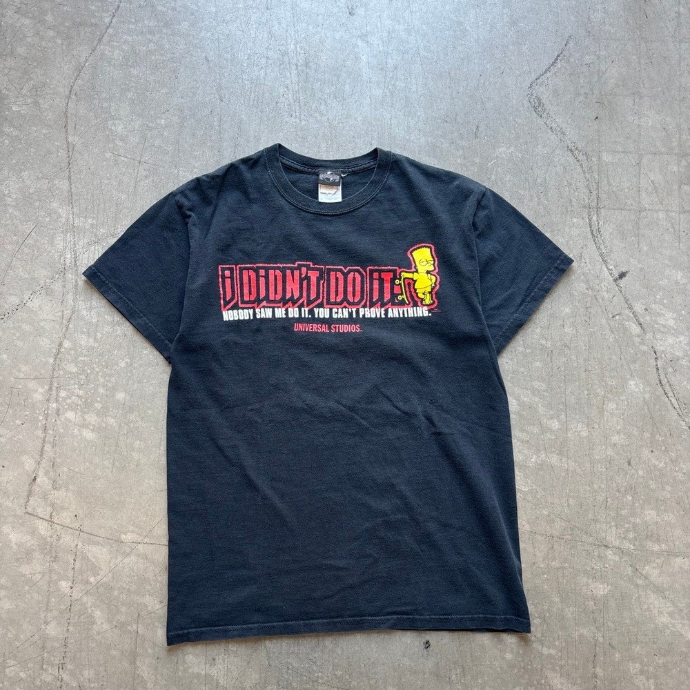 Vintage Universal Studios Bart Simpson Skateboard I Didn't Do‎ It T Shirt Size M